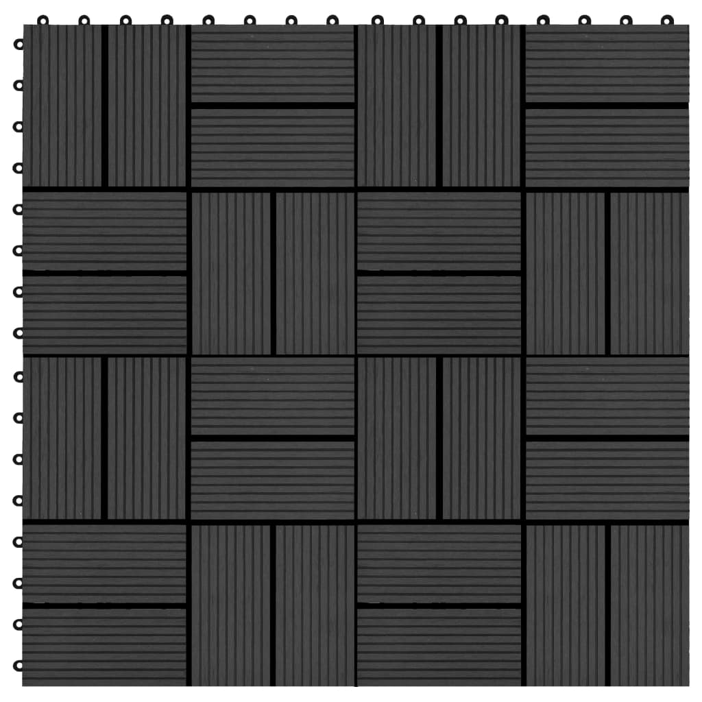 22 pcs Decking Tiles 30x30 cm 2 sqm WPC Black