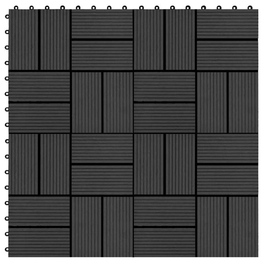 22 pcs Decking Tiles 30x30 cm 2 sqm WPC Black