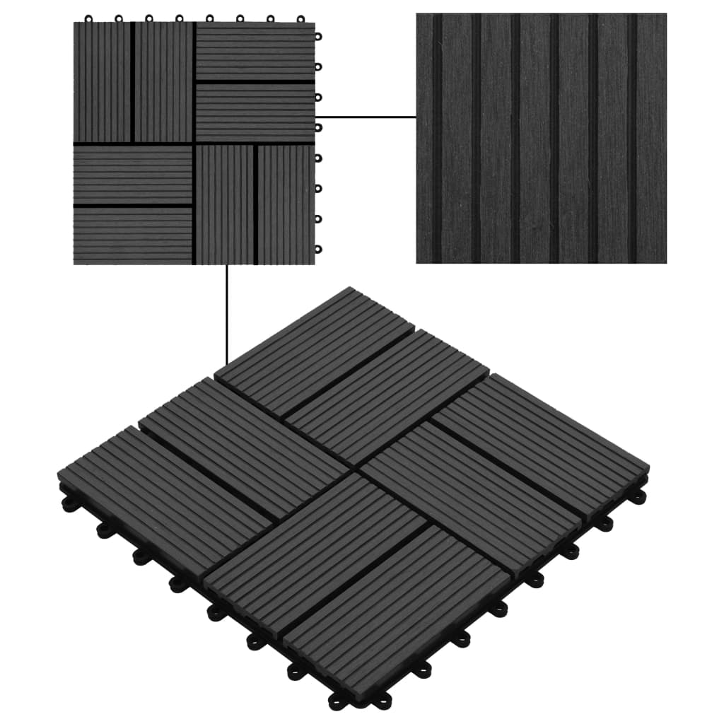 22 pcs Decking Tiles 30x30 cm 2 sqm WPC Black