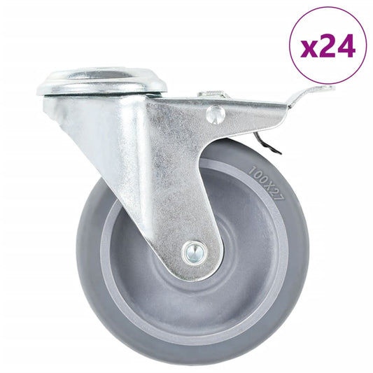 24 pcs Bolt Hole Swivel Casters 100 mm