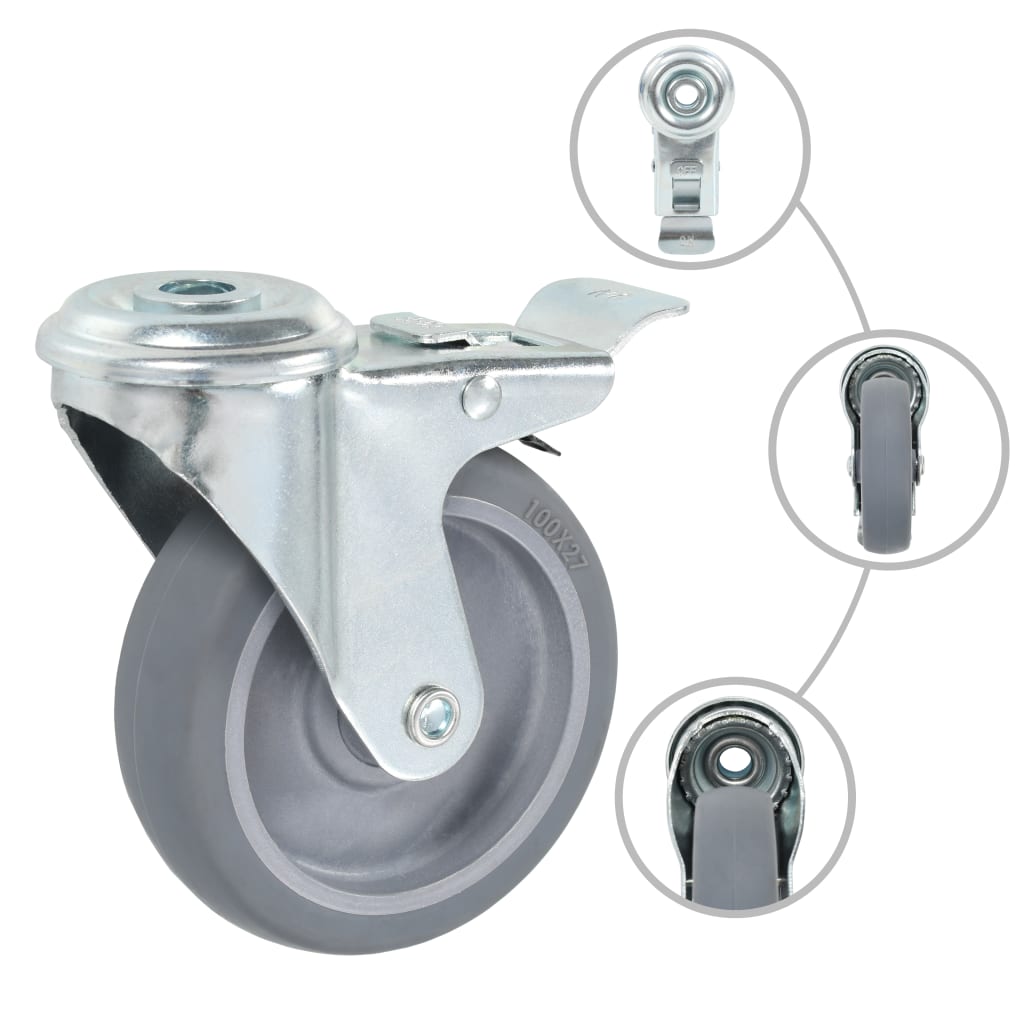 24 pcs Bolt Hole Swivel Casters 100 mm