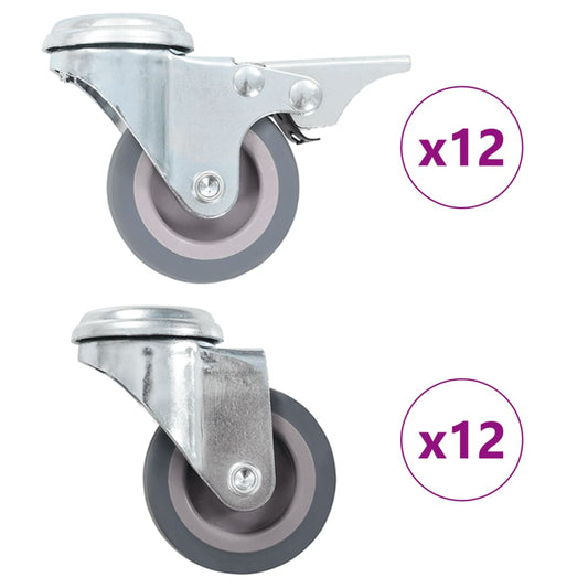 24 pcs Bolt Hole Swivel Casters 50 mm