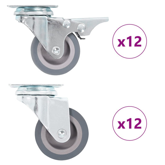 24 pcs Swivel Casters 50 mm