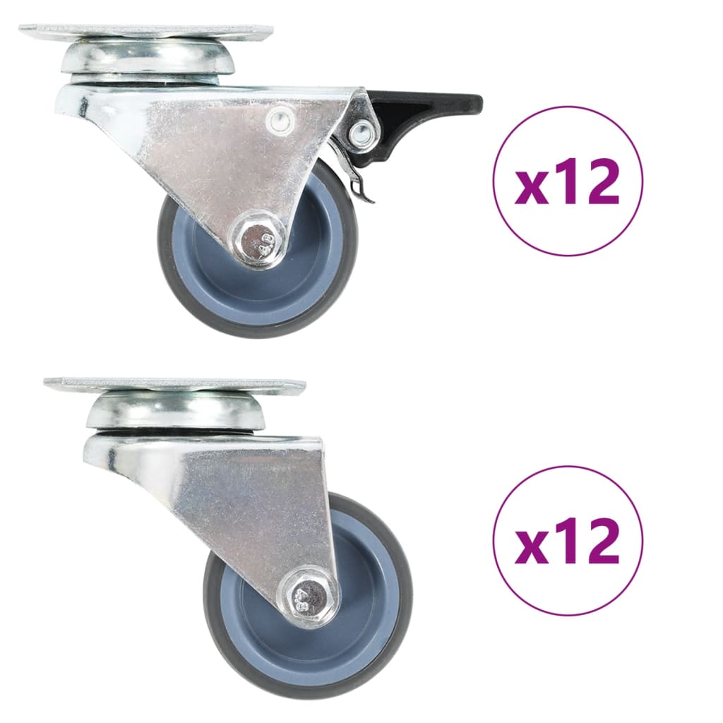 24 pcs Twin-wheel Swivel Casters 50 mm