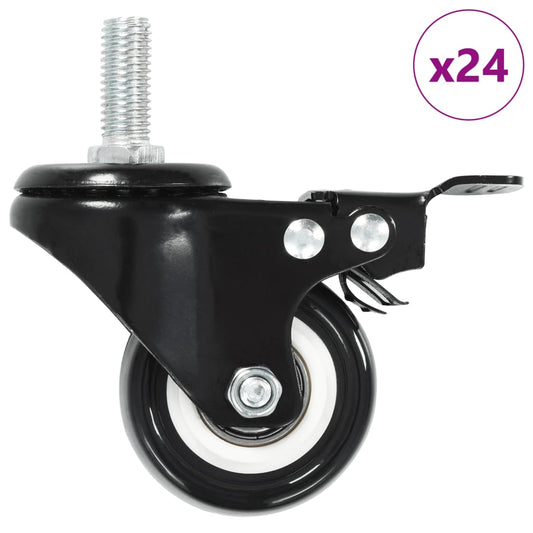 24 pcs Swivel Casters with Brakes 50 mm