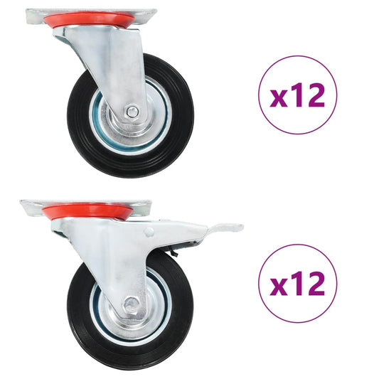 24 pcs Swivel Casters 100 mm
