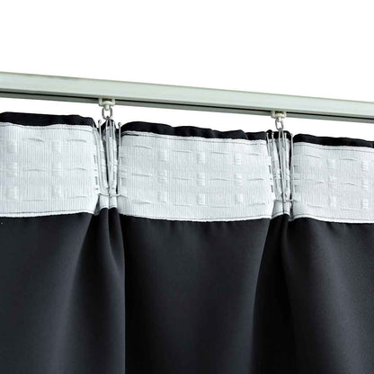 Blackout Curtains with Hooks 2 pcs Black 140x175 cm