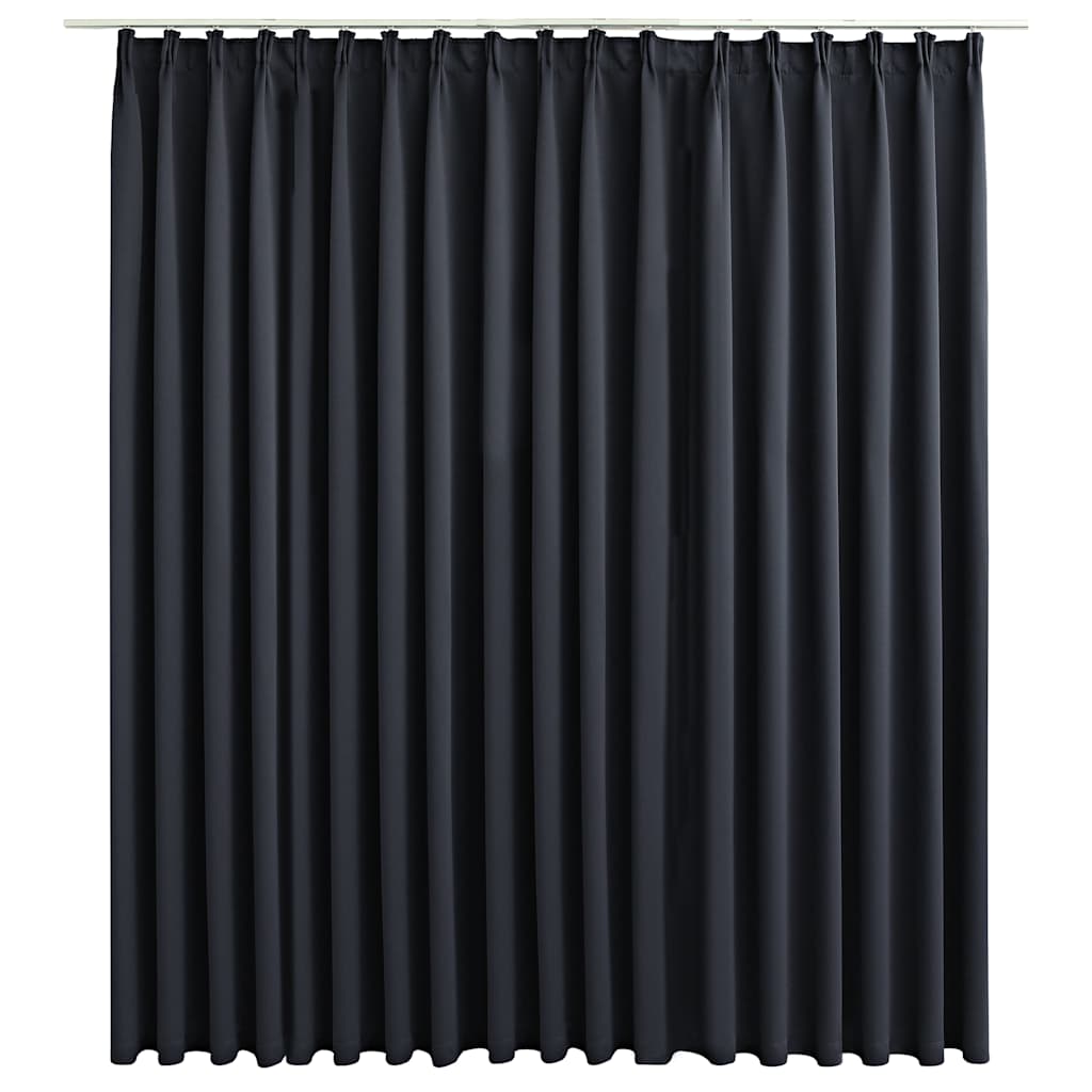 Blackout Curtain with Hooks Black 290x245 cm