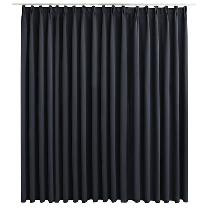 Blackout Curtain with Hooks Black 290x245 cm