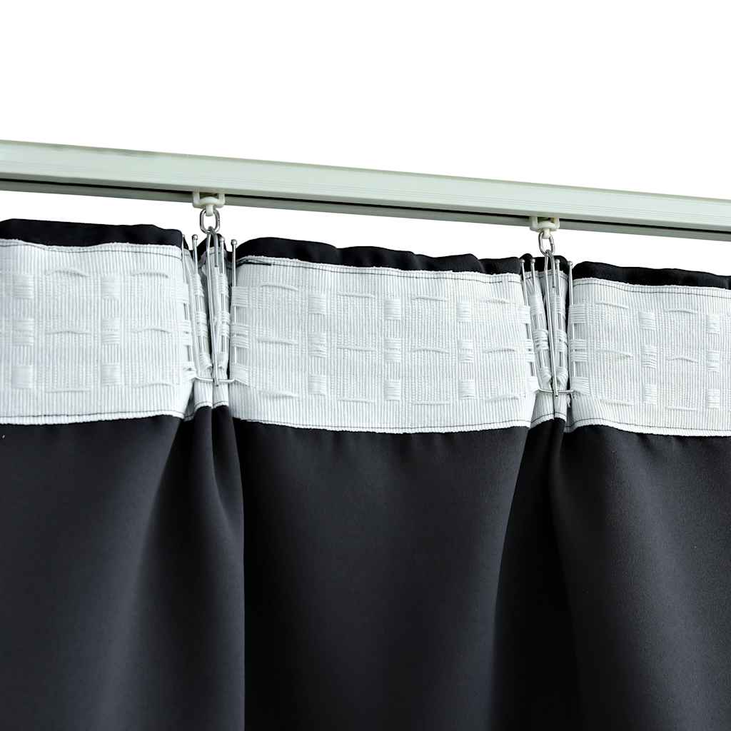 Blackout Curtain with Hooks Black 290x245 cm