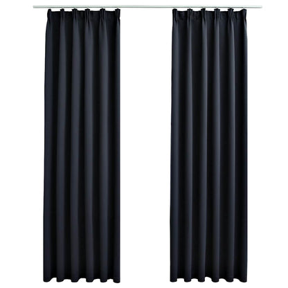 Blackout Curtains with Hooks 2 pcs Anthracite 140x175 cm