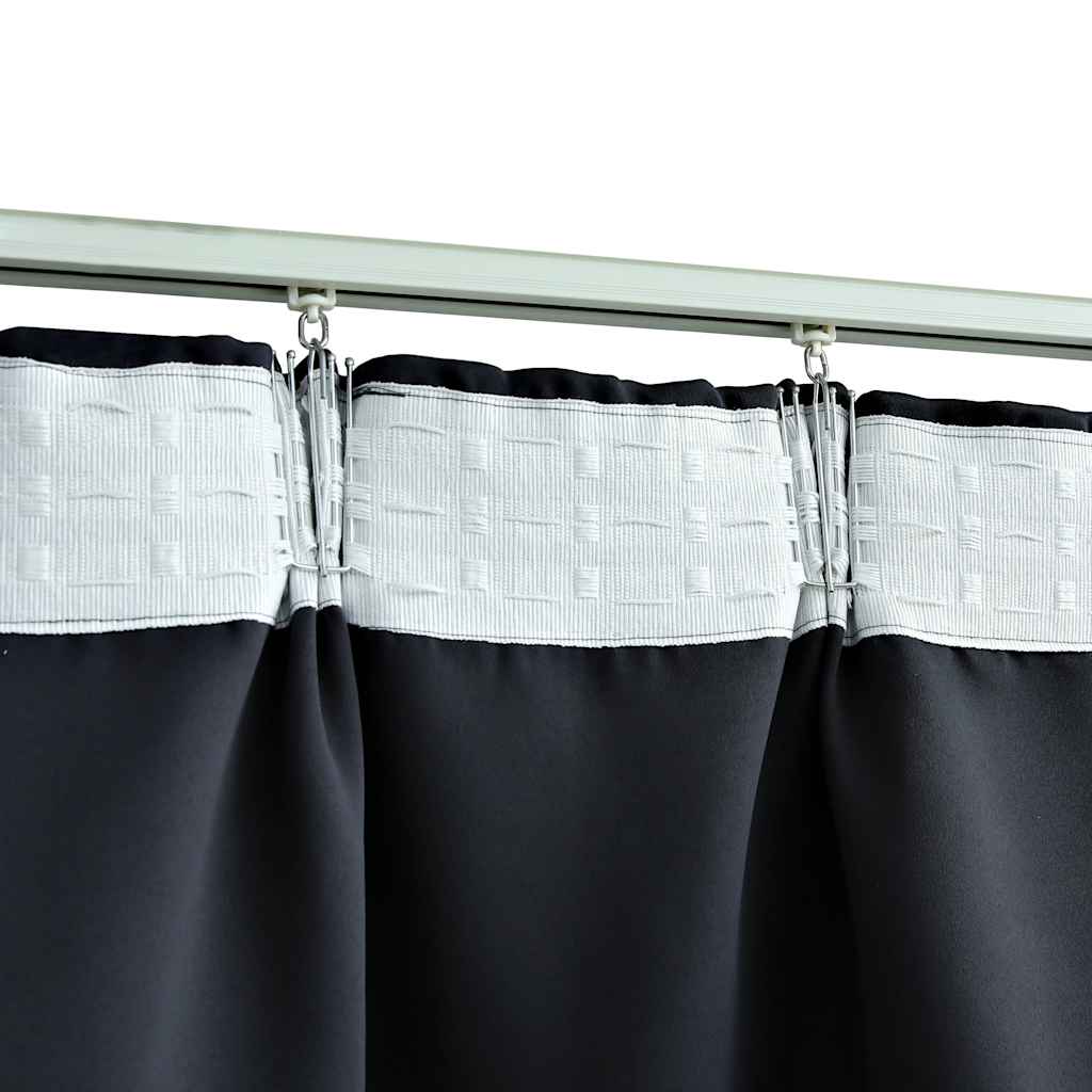 Blackout Curtains with Hooks 2 pcs Anthracite 140x245 cm