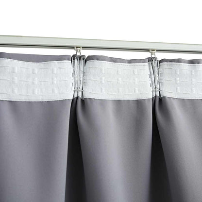 Blackout Curtains with Hooks 2 pcs Grey 140x225 cm