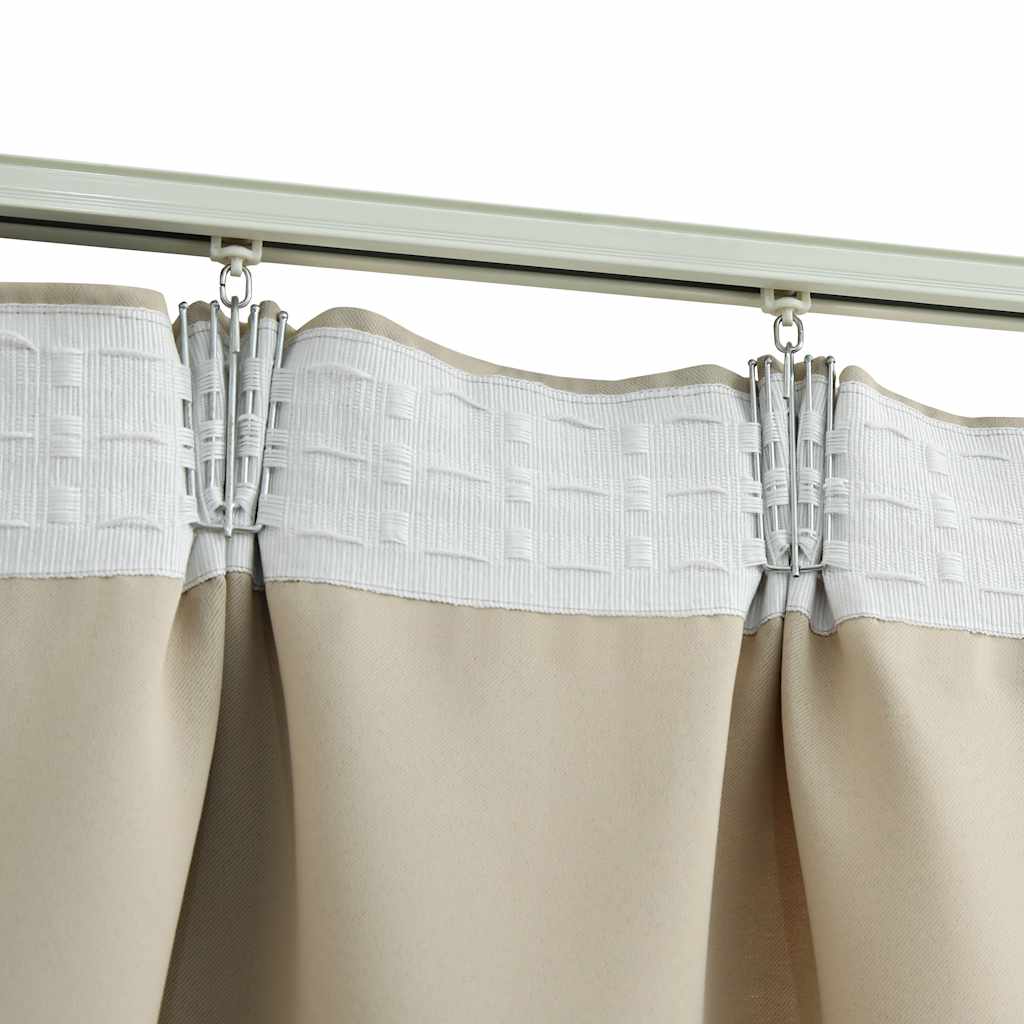 Blackout Curtains with Hooks 2 pcs Beige 140x175 cm