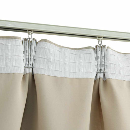 Blackout Curtains with Hooks 2 pcs Beige 140x175 cm