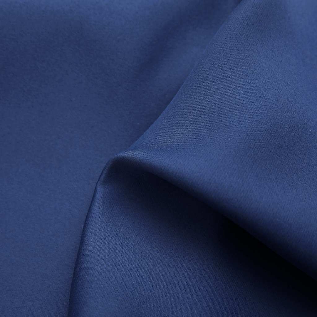 Blackout Curtains with Metal Rings 2 pcs Blue 140x175 cm