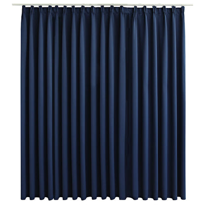 Blackout Curtain with Hooks Blue 290x245 cm