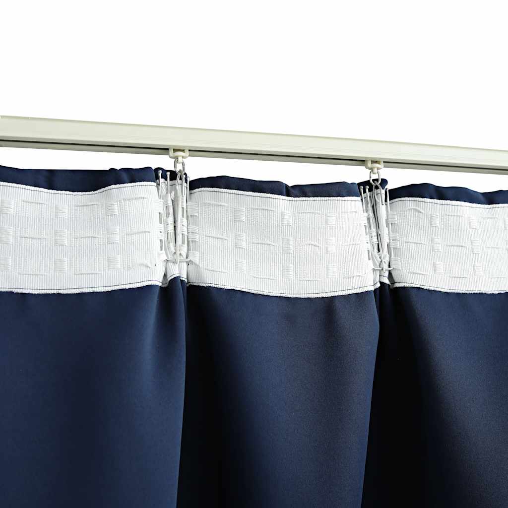 Blackout Curtain with Hooks Blue 290x245 cm