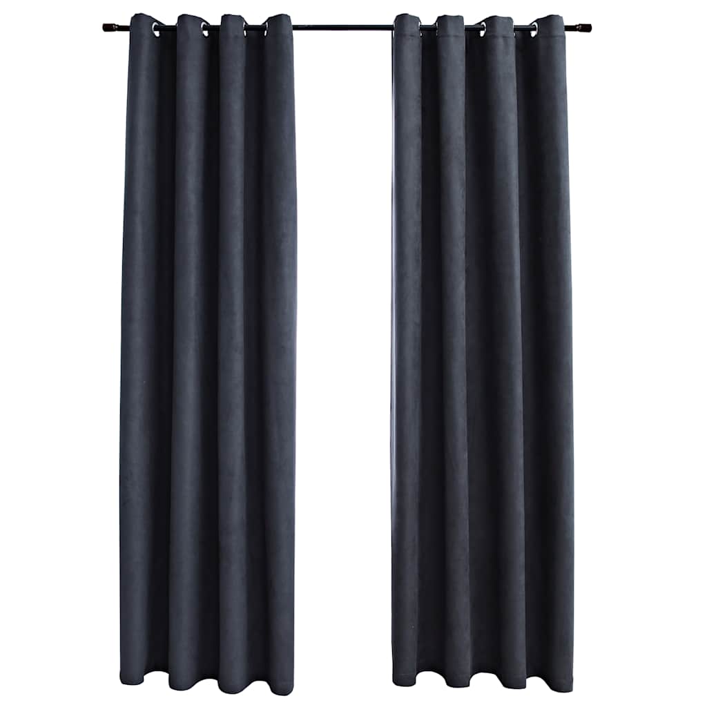Blackout Curtains with Metal Rings 2 pcs Anthracite 140x175 cm