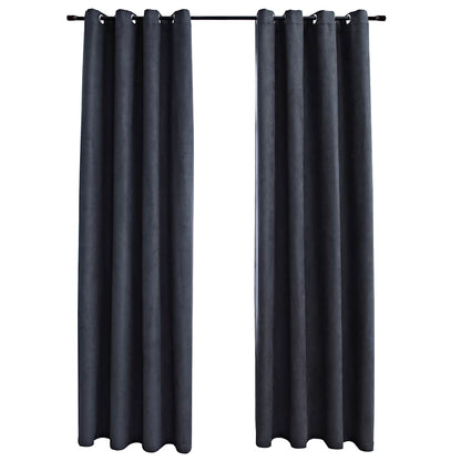 Blackout Curtains with Metal Rings 2 pcs Anthracite 140x175 cm