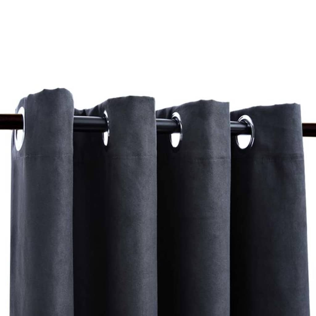 Blackout Curtains with Metal Rings 2 pcs Anthracite 140x175 cm