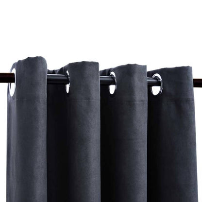Blackout Curtains with Metal Rings 2 pcs Anthracite 140x175 cm