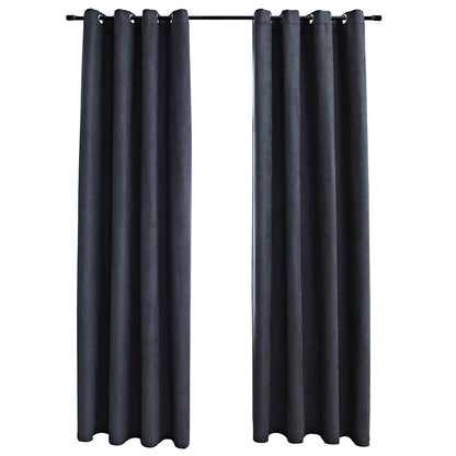 Blackout Curtains with Metal Rings 2 pcs Anthracite 140x225 cm