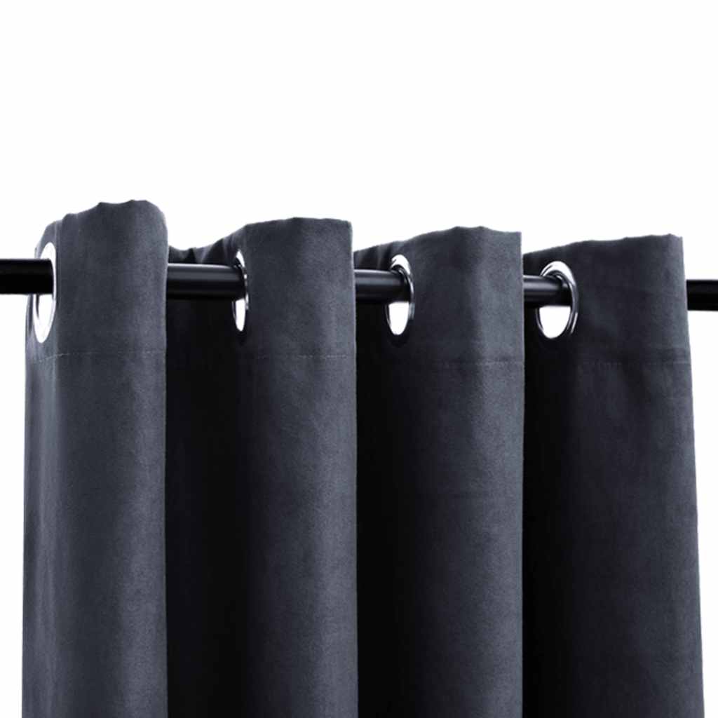Blackout Curtains with Metal Rings 2 pcs Anthracite 140x225 cm