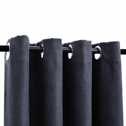 Blackout Curtains with Metal Rings 2 pcs Anthracite 140x225 cm