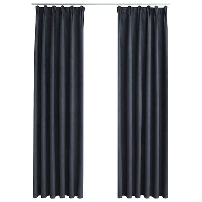 Blackout Curtains with Hooks 2 pcs Anthracite 140x225 cm