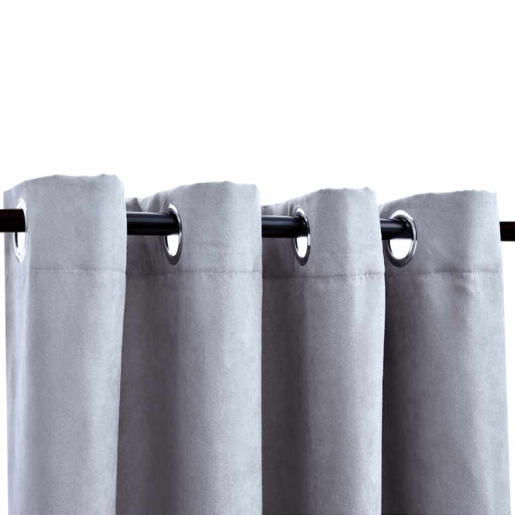 Blackout Curtains with Metal Rings 2 pcs Grey 140x175 cm
