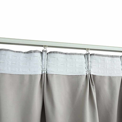 Blackout Curtains with Hooks 2 pcs Grey 140x175 cm