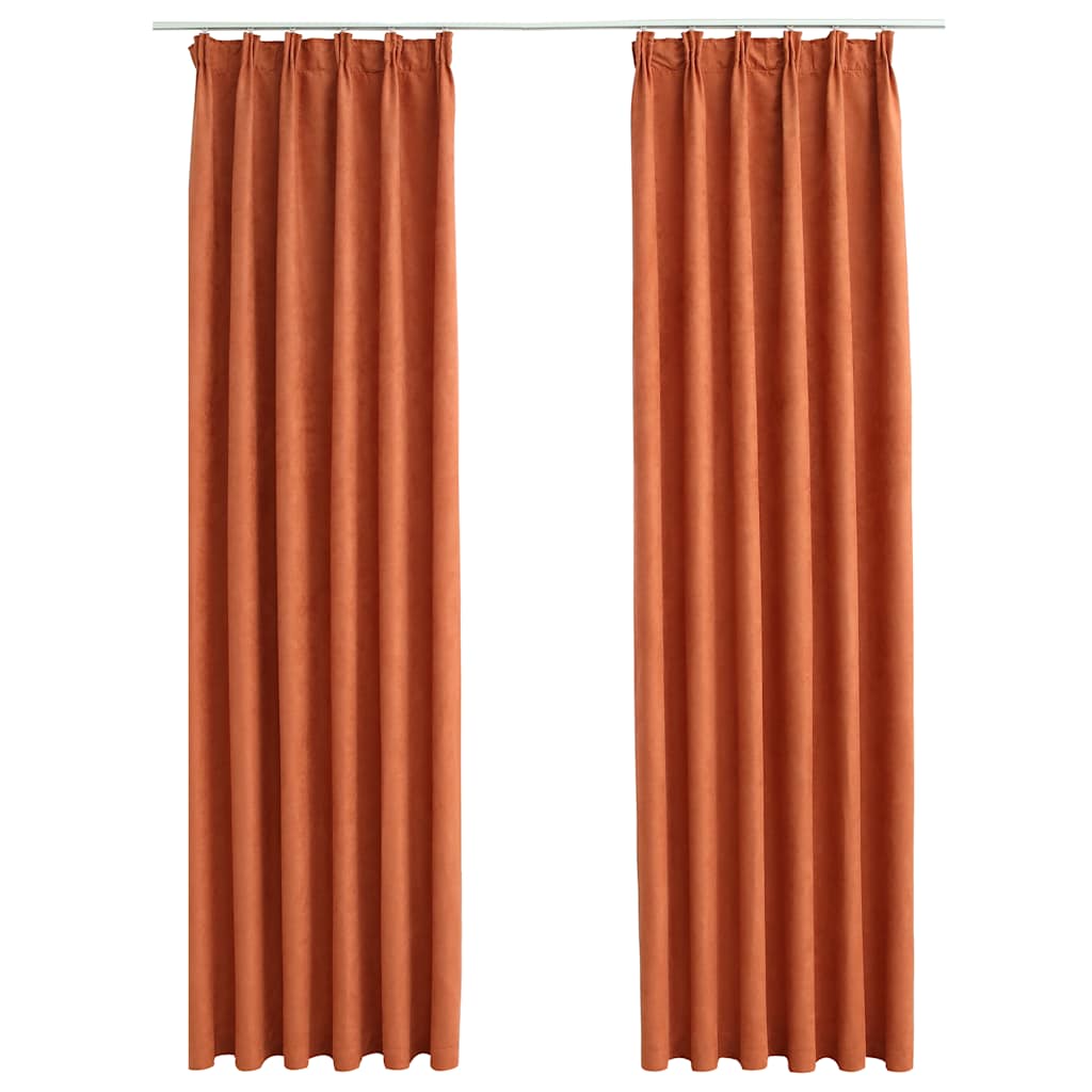 Blackout Curtains with Hooks 2 pcs Rust 140x225 cm