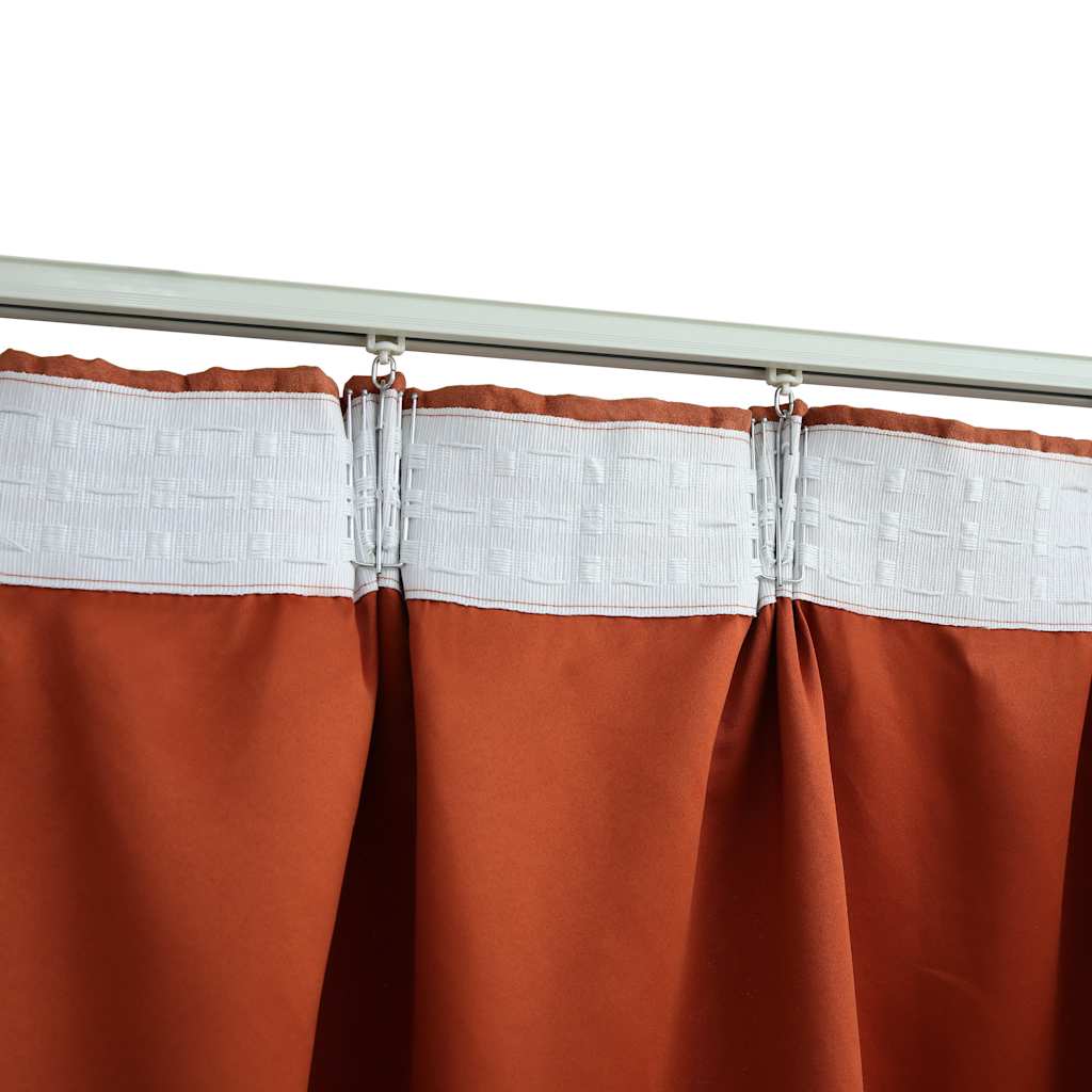 Blackout Curtains with Hooks 2 pcs Rust 140x245 cm