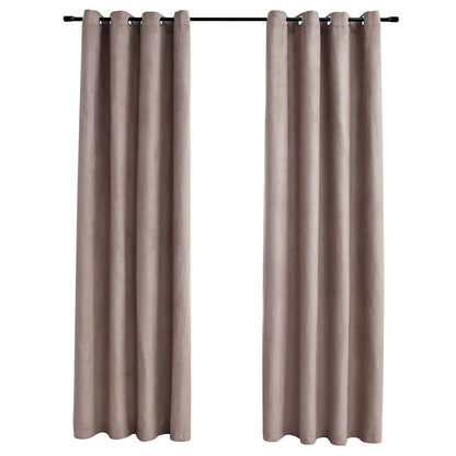 Blackout Curtains with Metal Rings 2 pcs Taupe 140x225 cm