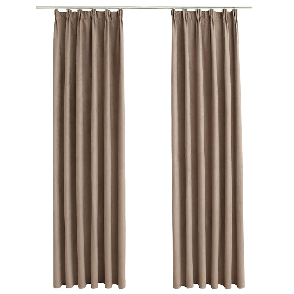 Blackout Curtains with Hooks 2 pcs Taupe 140x245 cm
