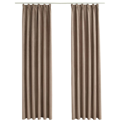 Blackout Curtains with Hooks 2 pcs Taupe 140x245 cm