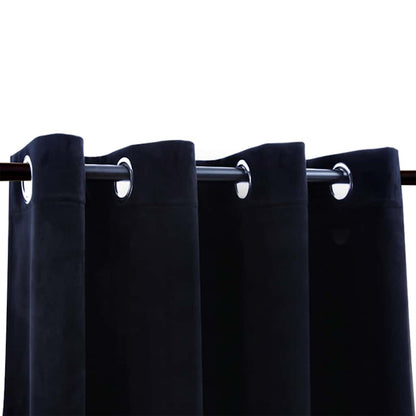 Blackout Curtains with Rings 2 pcs Velvet Black 140x225 cm