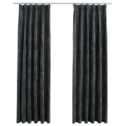 Blackout Curtains 2 pcs with Hooks Velvet Anthracite 140x225 cm