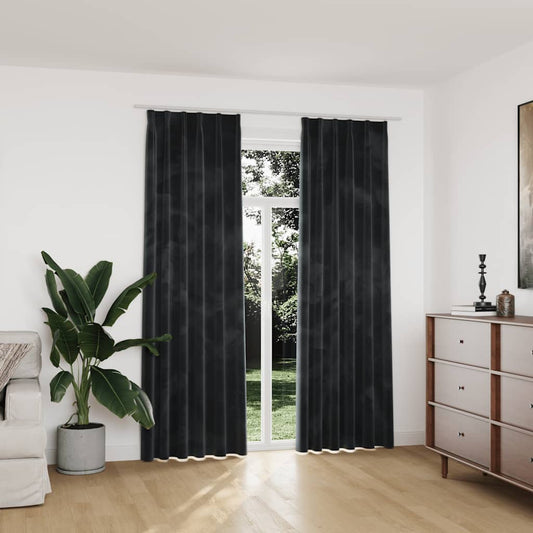 Blackout Curtains 2 pcs with Hooks Velvet Anthracite 140x225 cm