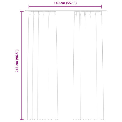 Blackout Curtains 2 pcs with Hooks Velvet Anthracite 140x245 cm
