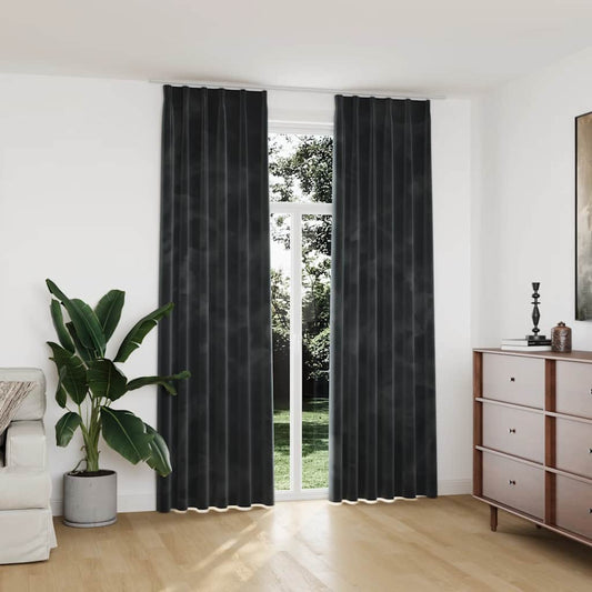 Blackout Curtains 2 pcs with Hooks Velvet Anthracite 140x245 cm