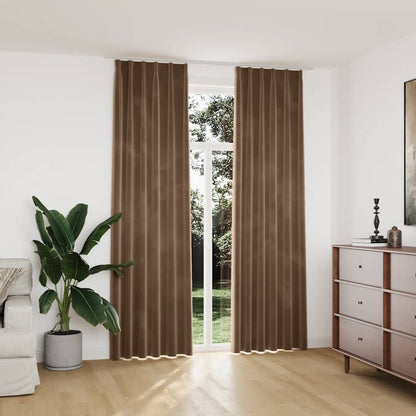 Blackout Curtains 2 pcs with Hooks Velvet Beige 140x245 cm