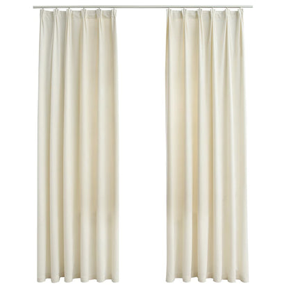 Blackout Curtains 2 pcs with Hooks Velvet Cream 140x225 cm