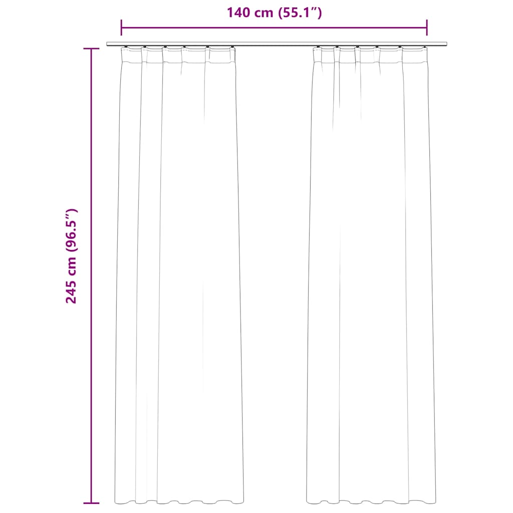 Blackout Curtains 2 pcs with Hooks Velvet Cream 140x245 cm