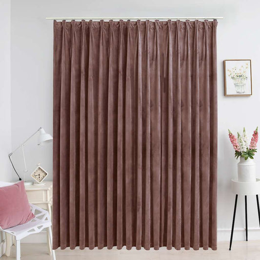 Blackout Curtain with Hooks Velvet Antique Pink 290x245 cm