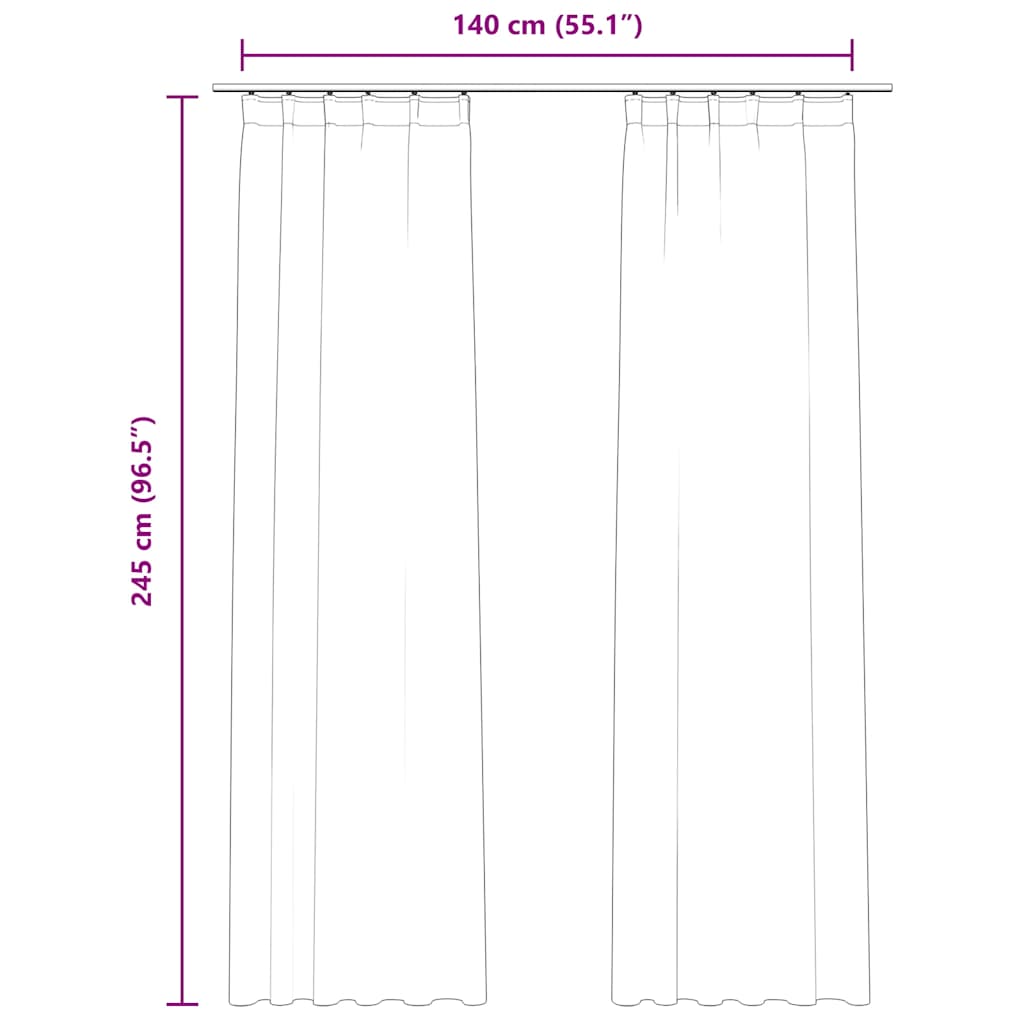 Blackout Curtains 2 pcs with Hooks Velvet Dark Blue 140x245 cm