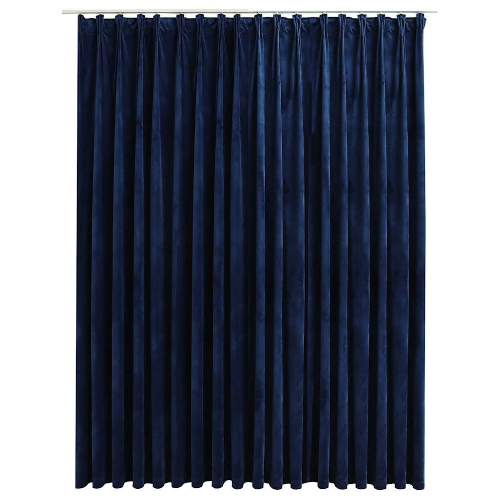 Blackout Curtain with Hooks Velvet Dark Blue 290x245 cm