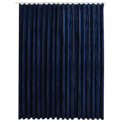 Blackout Curtain with Hooks Velvet Dark Blue 290x245 cm