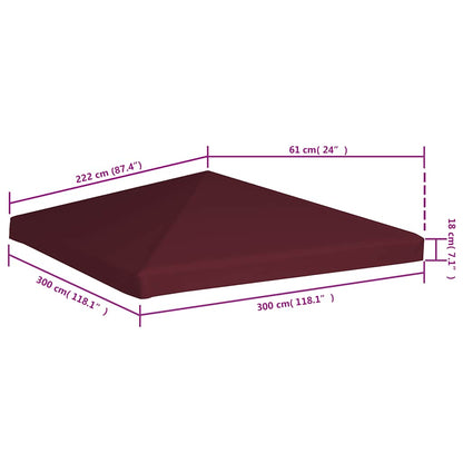 Gazebo Top Cover 310 g/m² 3x3 m Bordeaux